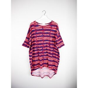 LuLaRoe Irma Short sleeved Shirt Women's XL Red Pink Blue Geometric‎ Pattern